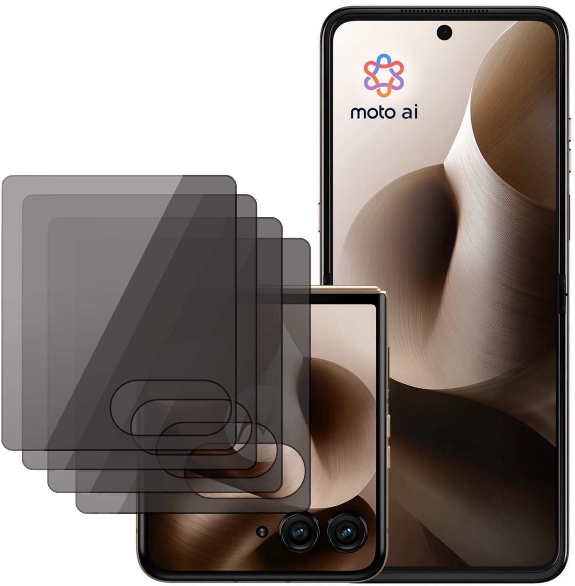 Privacy Screenprotector geschikt voor Motorola Razr 70 Ultra / 60 Ultra – 4 Stuks – Full Cover Gehard Glas – Anti Inkijk – Privacy Filter