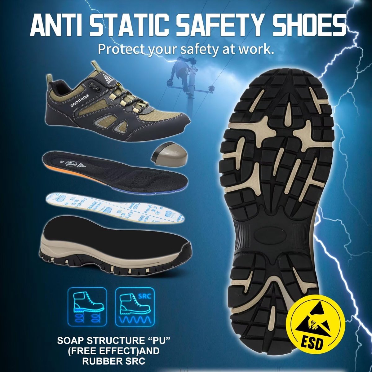 Veiligheidsschoenen Heren S1 ESD Werkschoenen Dames Lichtgewicht met Stalen Neus Ademend Beschermende Schoenen Sneaker - ShopVlot