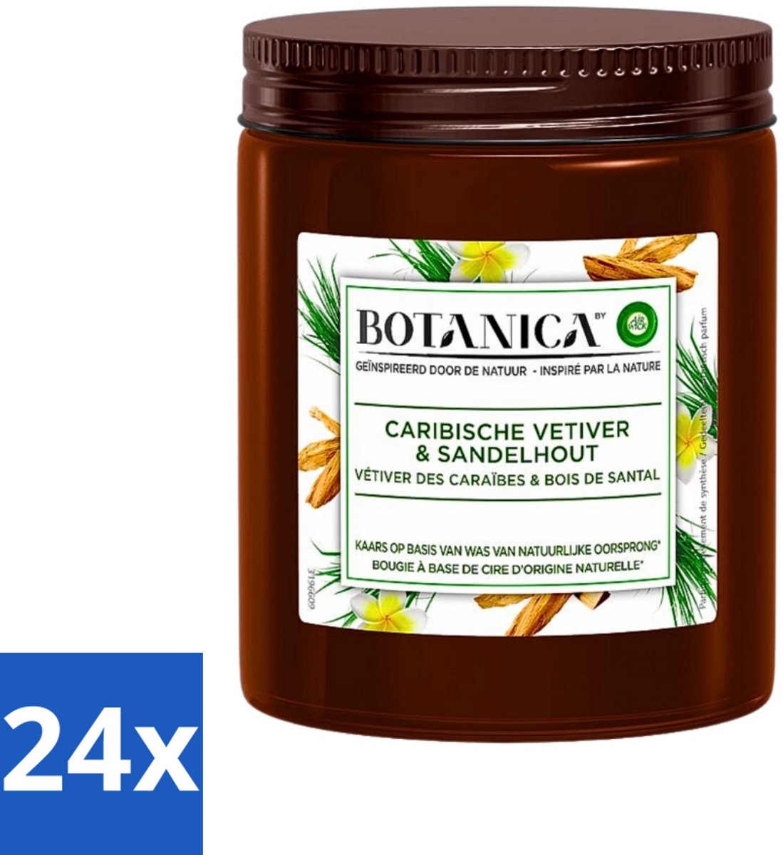 24 x Botanica by Air Wick - Geurkaars - Vetiver & Sandelhout - 40 Uur Brandduur - Geurkaars - Sandelhout - Vetiver - Botanica By Air Wick - Air Wick