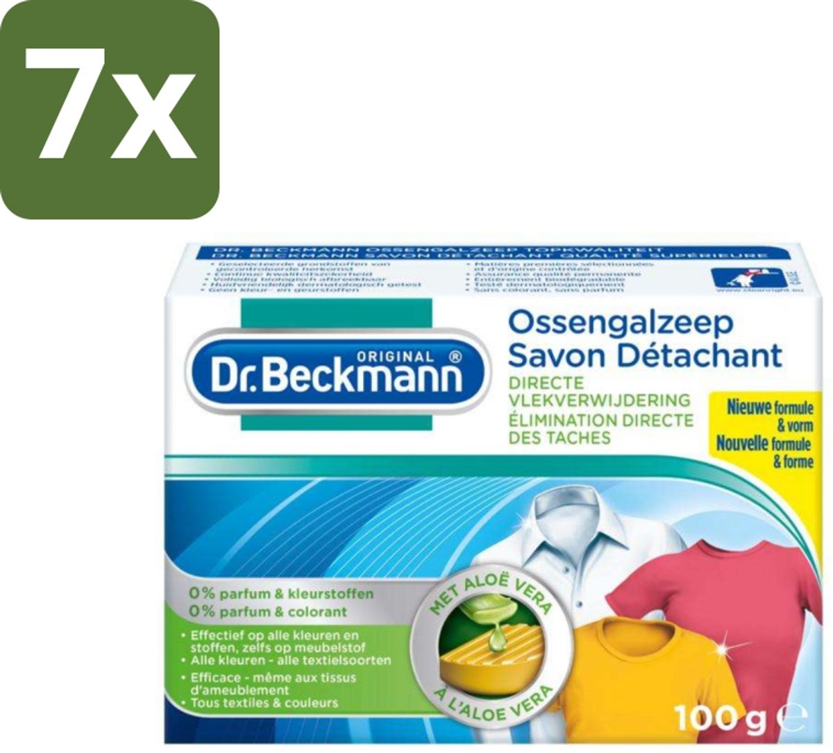 7 x Dr.Beckmann - Vlekkenverwijderaar - Ossengalzeep Met Aloë Vera - Witte en Gekleurde Was - 100g - Vlekkenverwijderaar - Textiel Reinigen - Tapijt Reinigen - Meubel Reinigen - Aloë Vera