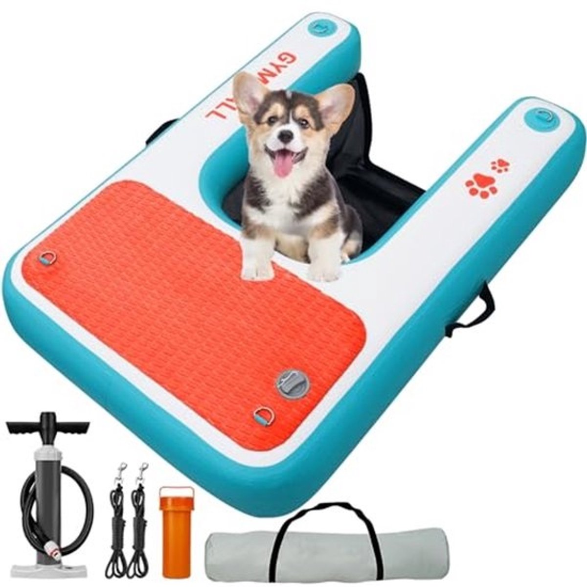 Opblaasbaar hondendok platform voor huisdieren - 70 x 100 cm - Veilig en antislip drijvend dok voor honden tot 90 kg - Perfect voor boot, zwembad en zee