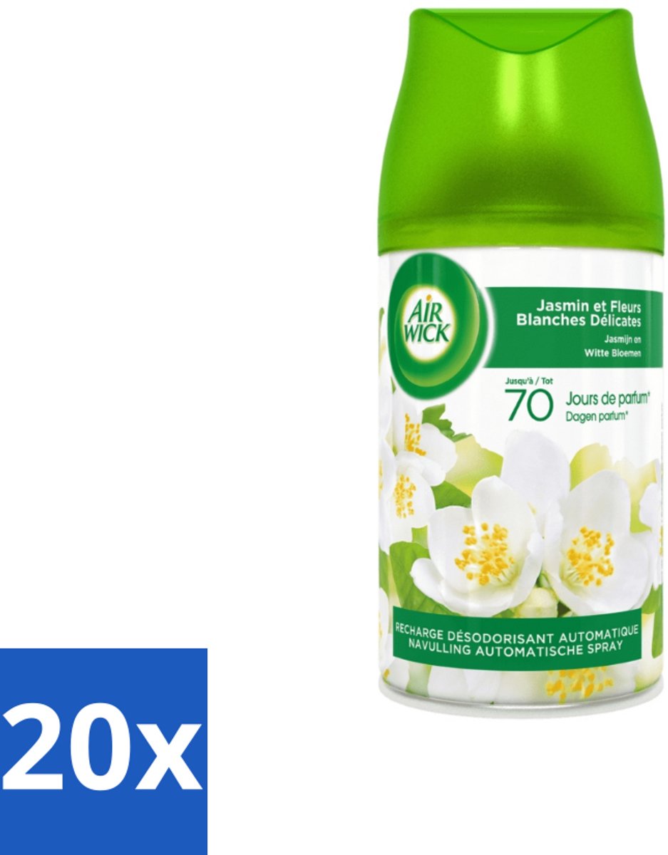 20 x Air Wick Freshmatic - Luchtverfrisser - Navulling Automatische Spray - Jasmijn en Witte Bloemen - 250ml - Luchtverfrisser - Automatische Geur - Jasmijn En Witte Bloemen - Geur Neutraliseren - Fris Huis