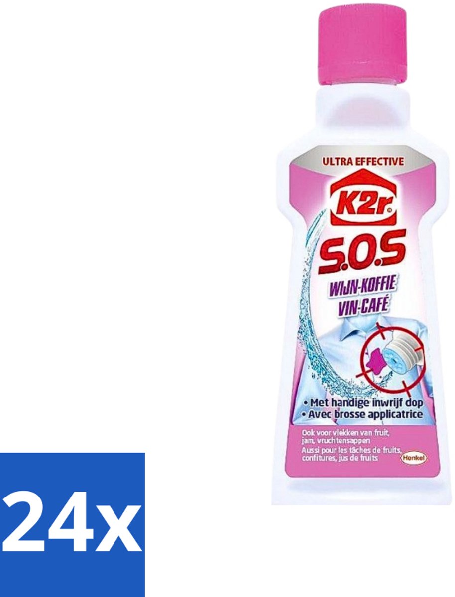 24 x K2R - SOS Vlekverwijderaar - Wijn & Koffie - 50ml - Vlekkenverwijderaar - Wijnvlekken - Koffievlekken - Textielreiniger - Vlekken Uit Textiel