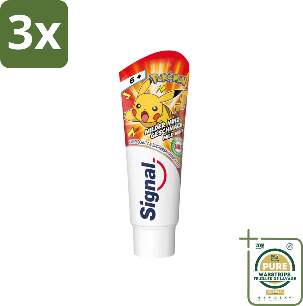 3 x Signal - Pokémon - Tandpasta - Milde Munt Smaak - Anti-Tandsteen - Kinder 6+ Jaar - 75 ml - Grootverpakking - Tandpasta Voor Kinderen - Anti-tandsteen Tandpasta - Milde Munt Smaak - Kindertandpasta - Tandenpoetsen Voor Kinderen