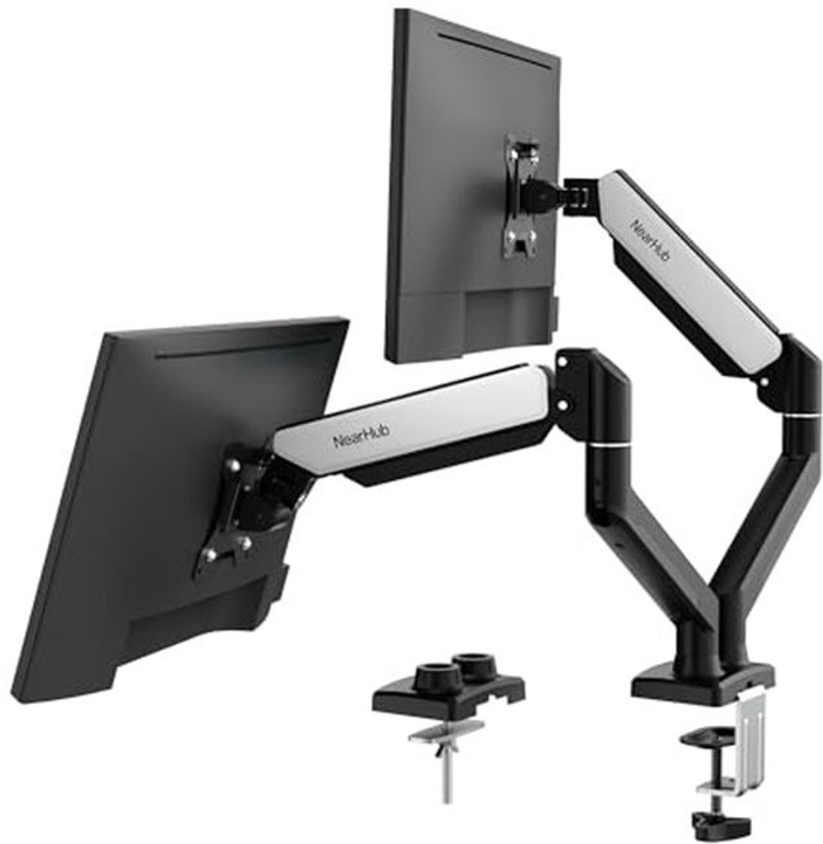 Verstelbare Dubbele Monitor Bureausteun voor 13-32 inch Schermen - Gasveer Monitorarm met C-Klem