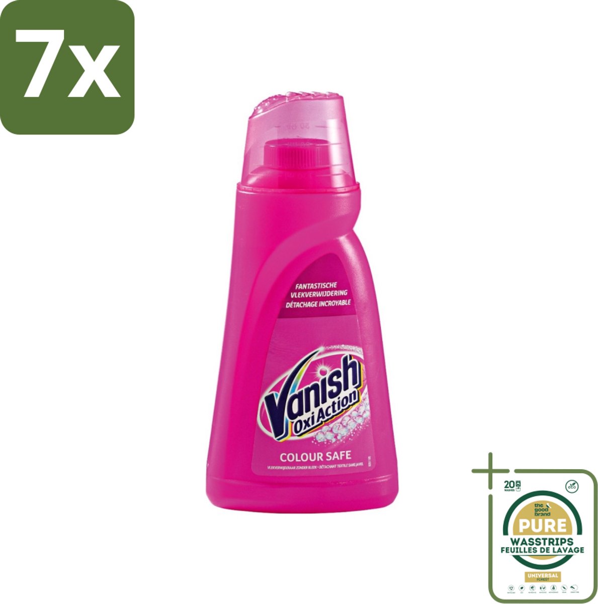 7 x Vanish Oxi Action - Veilige Kleur - Vlekkenverwijderaar Gel - Zonder Bleek - Gekleurde Was - 1 L - Grootverpakking - Vlekkenverwijderaar - Vetvlekken - Olievlekken - Make-upvlekken - Tomatensausvlekken