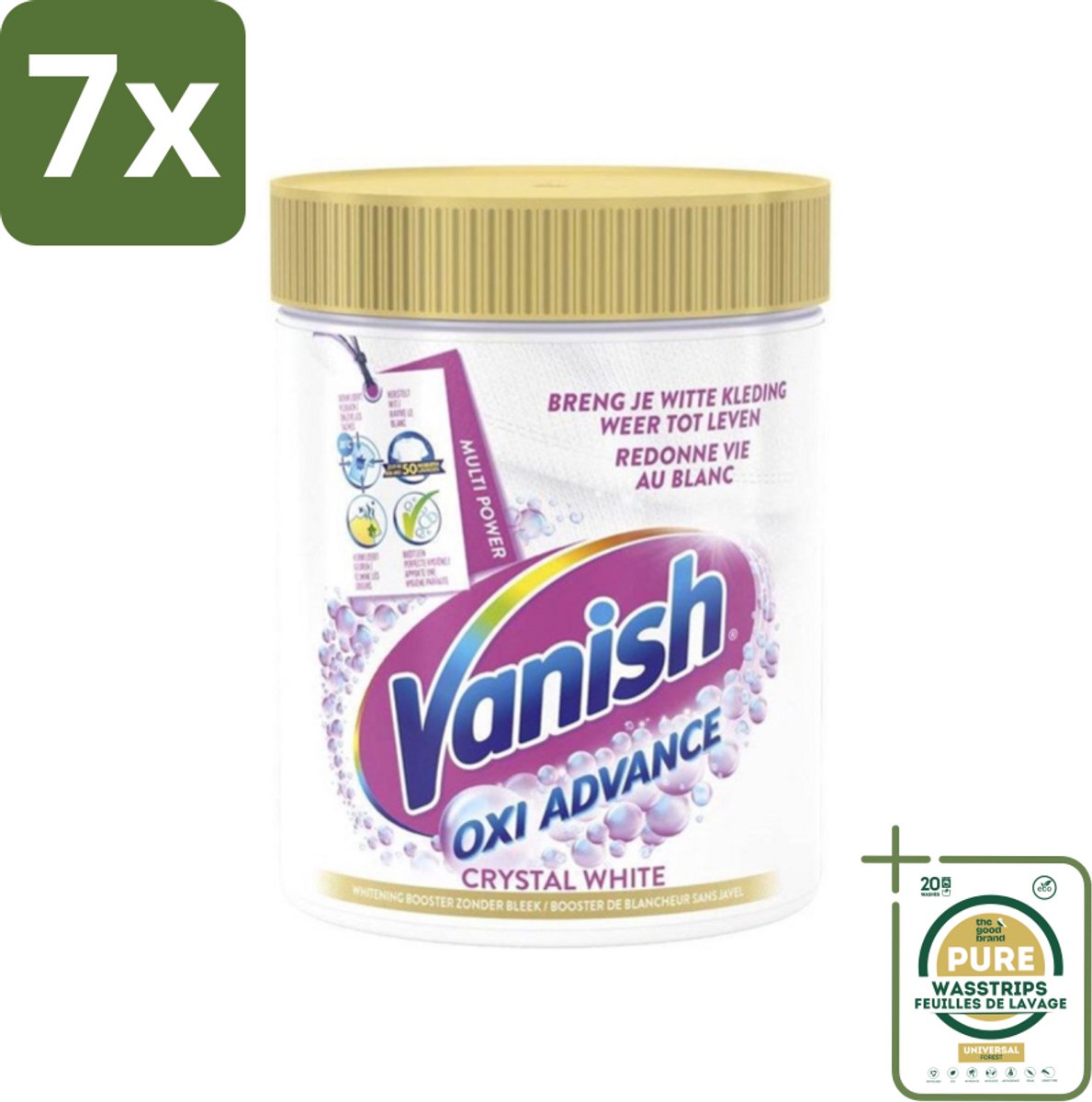 7 x Vanish Oxi Advance - Kristalwit - Vlekkenverwijderaar Poeder - Witte Was - 840 Gram - Grootverpakking - Wit Was - Vlekkenverwijderaar - Witte Was - Vlekkenverwijderen - Wasmiddel