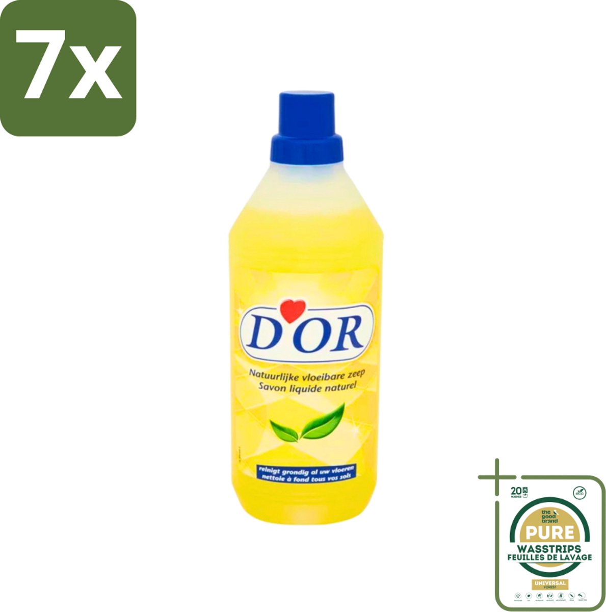7 x D'Or - Tegelreiniger - Natuurlijke Vloeibare Zeep - Voor Tegels en Vloeren - 1 liter - Grootverpakking - Tegelreiniger - Vloerreiniger - Natuurlijke Zeep - Vloer Reinigen - Tegel Reinigen