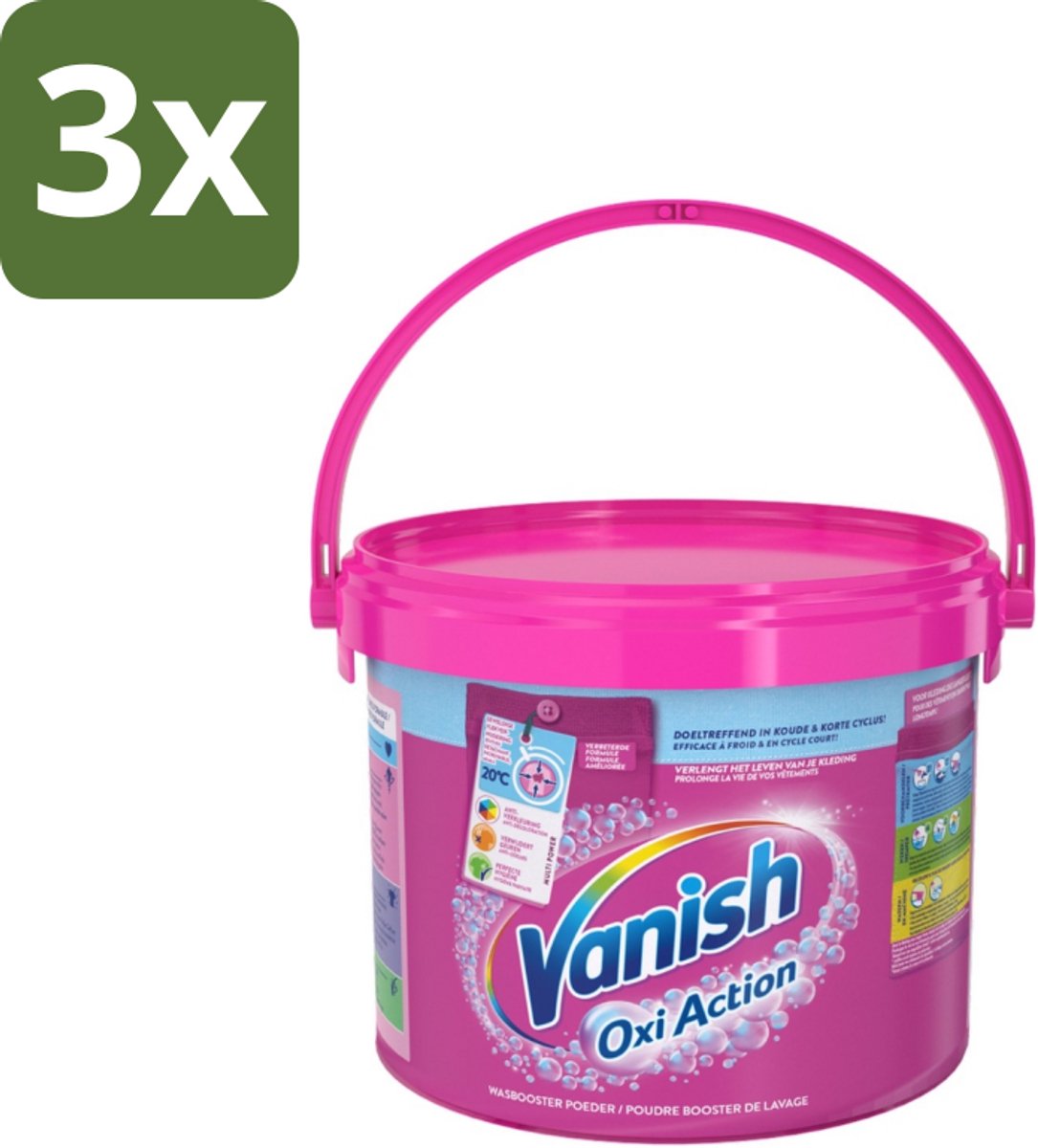 3 x Vanish Oxi Action - Vlekkenverwijderaar - Wasbooster - Gekleurde Was - 2.7 Kg - Vlekkenverwijderaar - Wasbooster - Gekleurde Was - Kleuroverdracht Voorkomen - Geur Neutraliseren