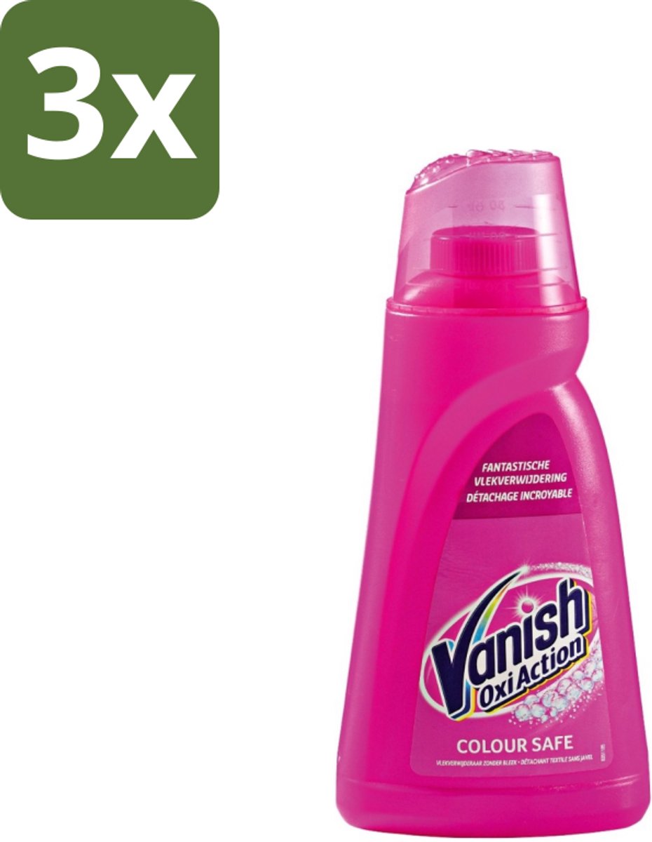 3 x Vanish Oxi Action - Veilige Kleur - Vlekkenverwijderaar Gel - Zonder Bleek - Gekleurde Was - 1 L - Vlekkenverwijderaar - Vetvlekken - Olievlekken - Make-upvlekken - Tomatensausvlekken