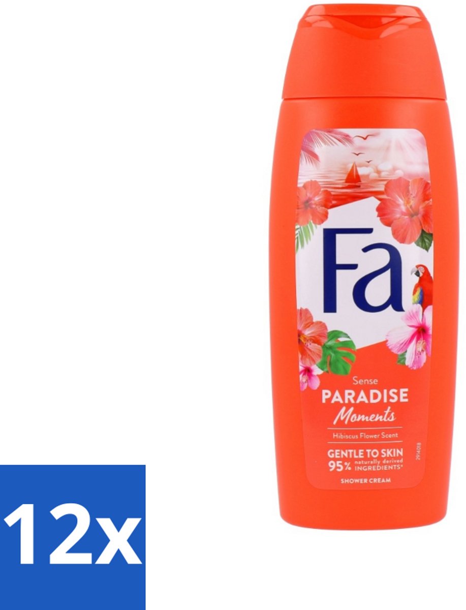 12 x Fa - Paradise Moments - Douchecrème - Hibiscusbloem - 250 ml - Douchecrème - Hibiscus - Vegan - Natuurlijke Ingrediënten - Duurzame Verpakking