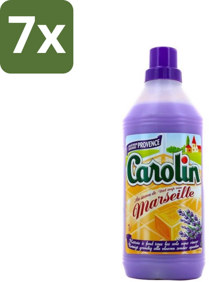 7 x Carolin - Marseille Provence - Vloerreinigingsmiddel - Tegelreiniger - 1 L - Tegelreiniger - Vloerreiniger - Marseillezeep - Vloer Reinigen - Vloer Reinigingsmiddel