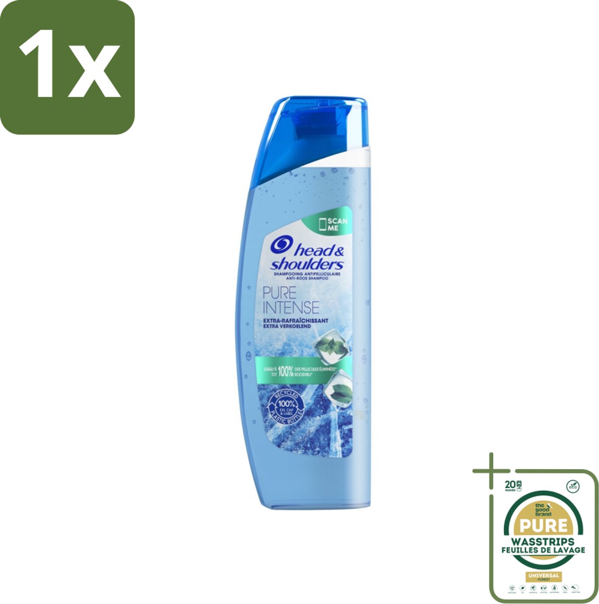 1 x Head & Shoulders - Anti-Roos Shampoo - Pure Intense - Extra Verkoelend - 250 ml- Roosvrij Haar - Roosbestrijding - Verkoelend Shampoo - Menthol Shampoo - Frisse Geur