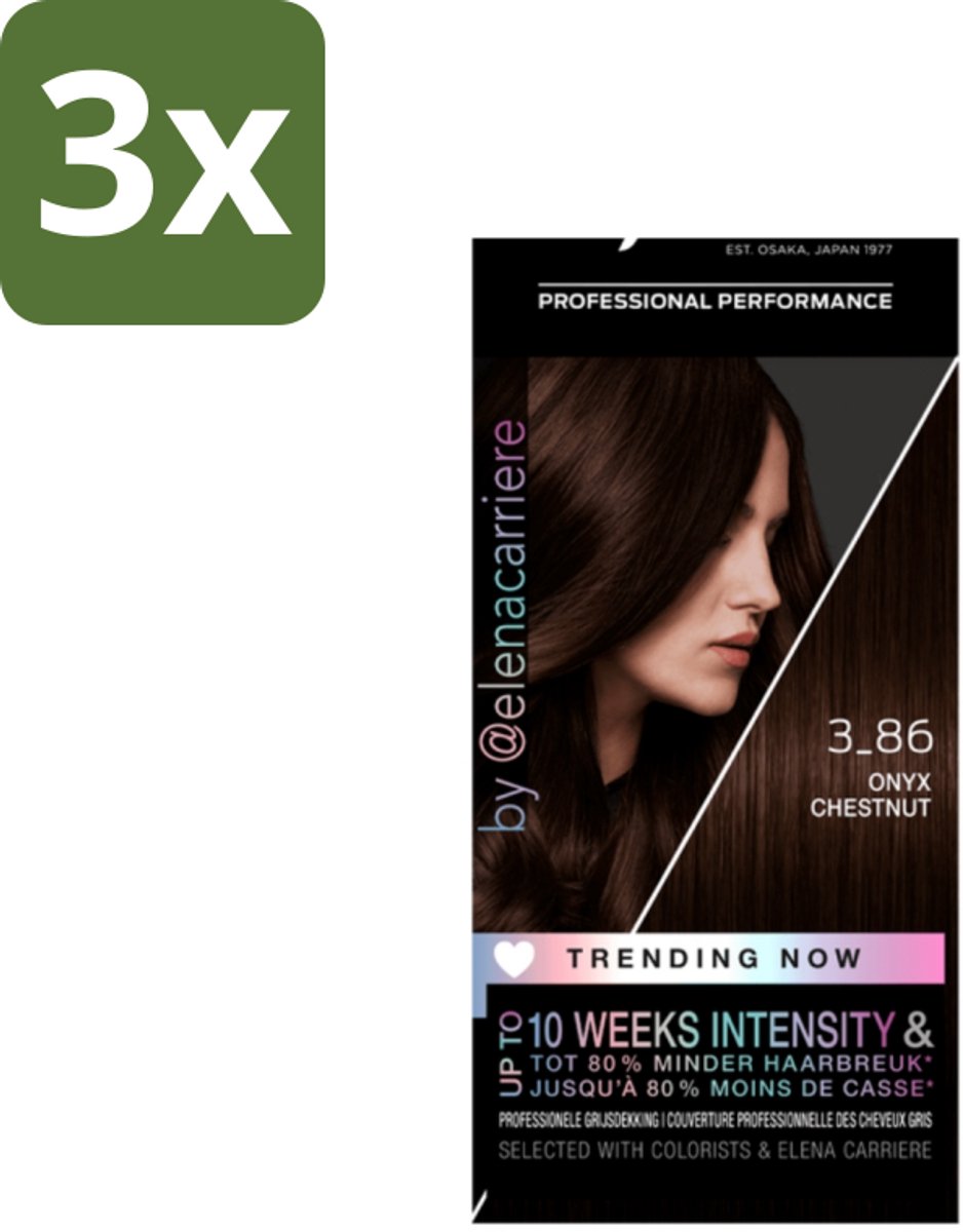 3 x Syoss - Haarverf - 3-86 Onyx Chestnut - 1 Haarkleuring - Haarverf - Onyx Chestnut - Permanente Haarverf - Salonkwaliteit - Haarverf Technologie