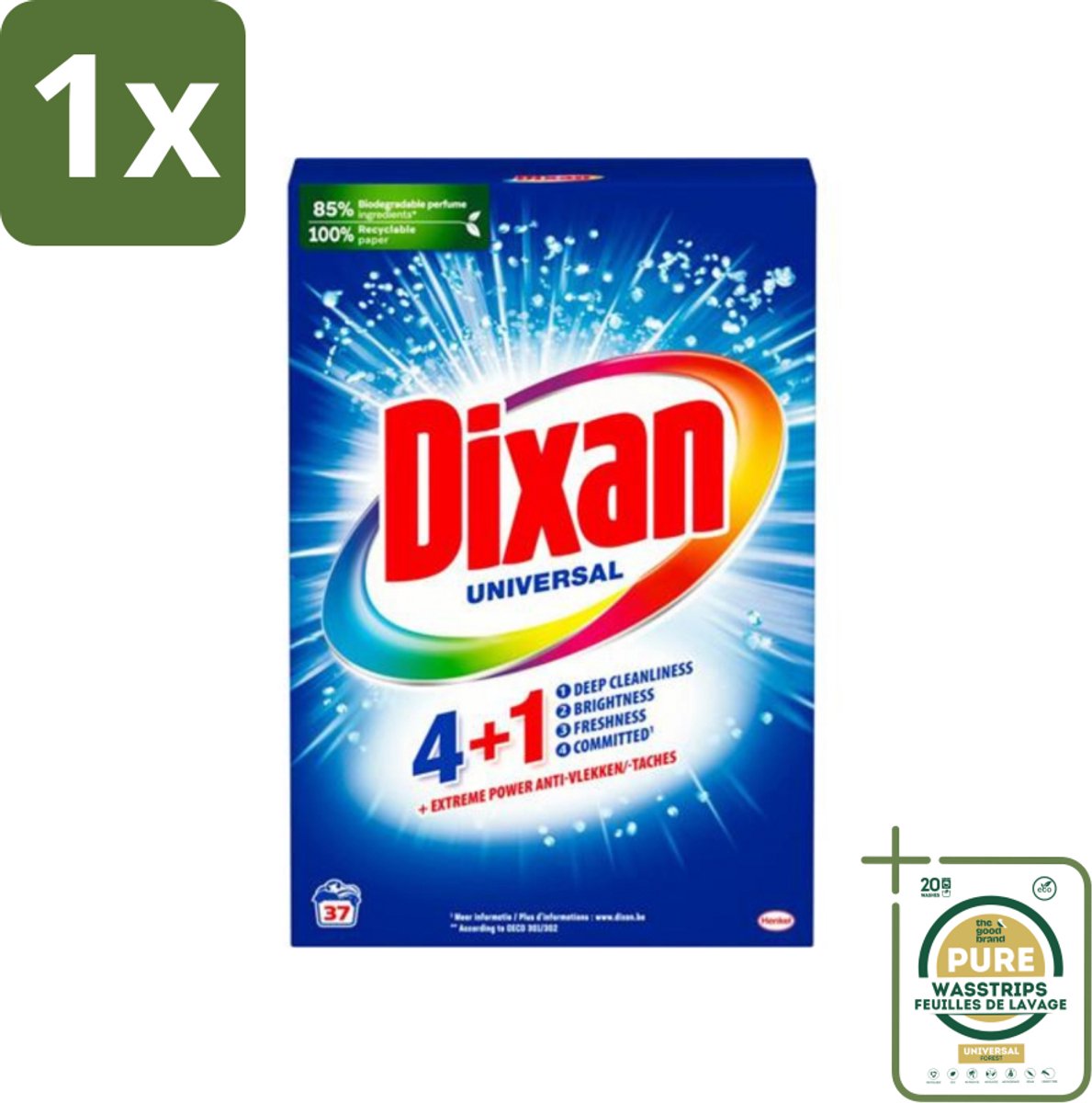 1 x Dixan Universal - Waspoeder en Vlekverwijderaar - Extreme Power - Witte en Gekleurde Was - 37 Wasbeurten- Waspoeder - Vlekkenverwijderaar - Wasmiddel - Witte Was - Gekleurde Was