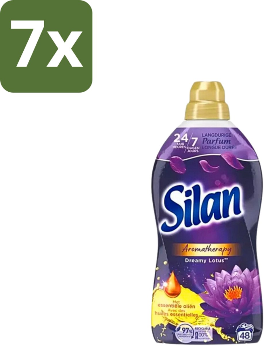 7 x Silan Aromatherapy - Wasverzachter - Dreamy Lotus - Essentiële Oliën en Langdurige Parfum - 48 Wasbeurten - 1.056L - Wasverzachter - Geur - Essentiële Oliën - Kleding Verzorgen - Wasmachine