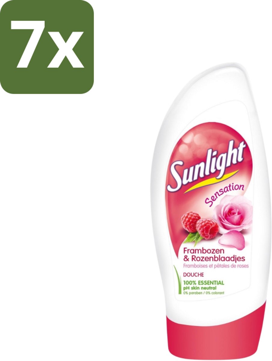 7 x Sunlight - Douchegel - PH Neutraal - Rozen En Frambozen - 250 ml - Douchegel - Zachte Reiniging - PH Neutraal - Roze Geur - Frambozen Geur