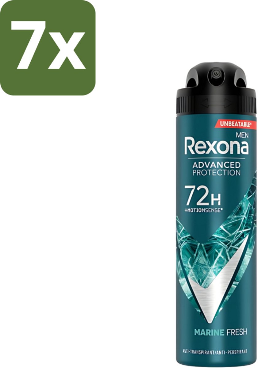 7 x Rexona Men - Deodorant Spray - Advanced Protection - Marine Fresh - Anti-Transpirant & Perspirant - 150ml - Deodorant Spray - Anti-transpirant - Zweetbestendig - Marine Geur - 48 Uur Bescherming