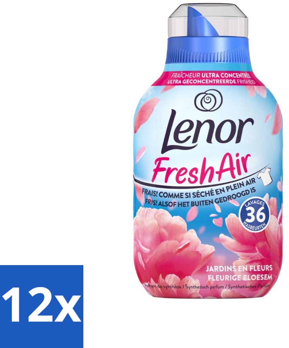 12 x Lenor - Wasverzachter - Fresh Air - Fleurige Bloesem - 36 Wasbeurten - Wasverzachter - Lenor - Frisheid - Bloesemgeur - Wasgoed