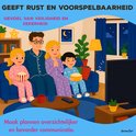 Gezin in pyjama's kijkt TV met popcorn. Geeft rust en voorspelbaarheid.