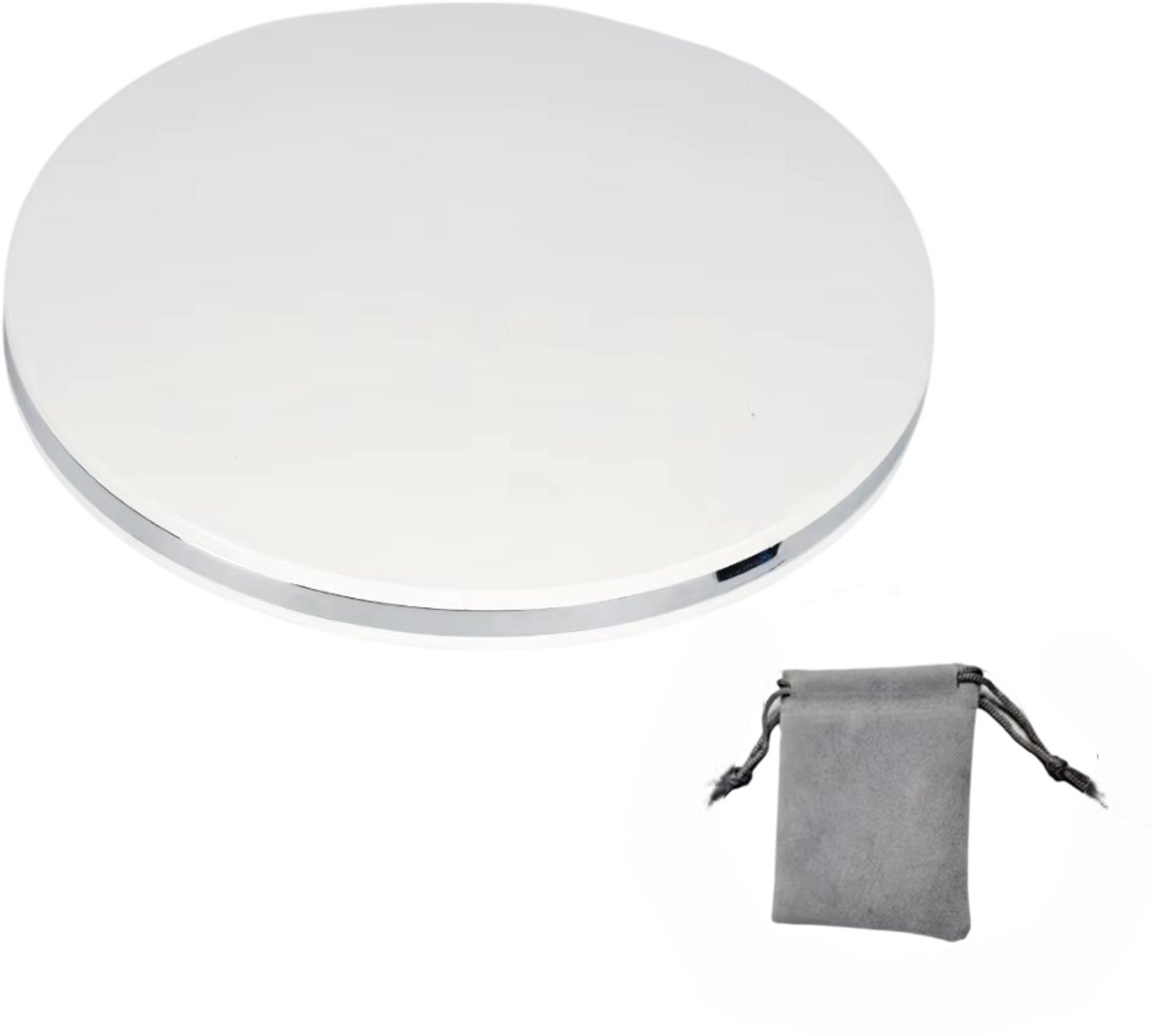 LED Make-upspiegel met Etui – Draagbare Dubbelzijdige Zakspiegel met 5x Vergroting, Oplaadbaar en Verlicht - Wit