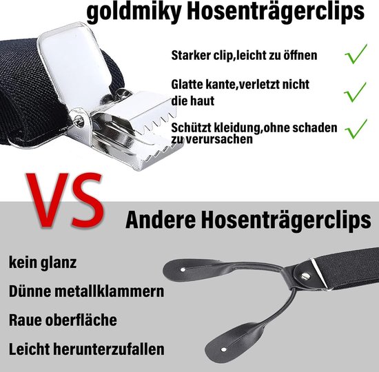 Verstelbare Elastische Steunbanden voor Mannen tot 1,95 m Hoog met 4 Metalen Clips en 5 cm Breedte in Grijs — afbeelding 2
