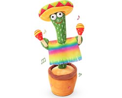 Bailanta® Dansende Cactus - Pratende Cactus - Kinder Speelgoed - Interactieve Knuffel - Nederlandse Handleiding - Pratende Knuffel – Cactus Speelgoed – USB Opladen – Geeft Licht – Met Mexicaanse Outfit – 120 Liedjes - Zingende Cactus - Perfect Cadeau