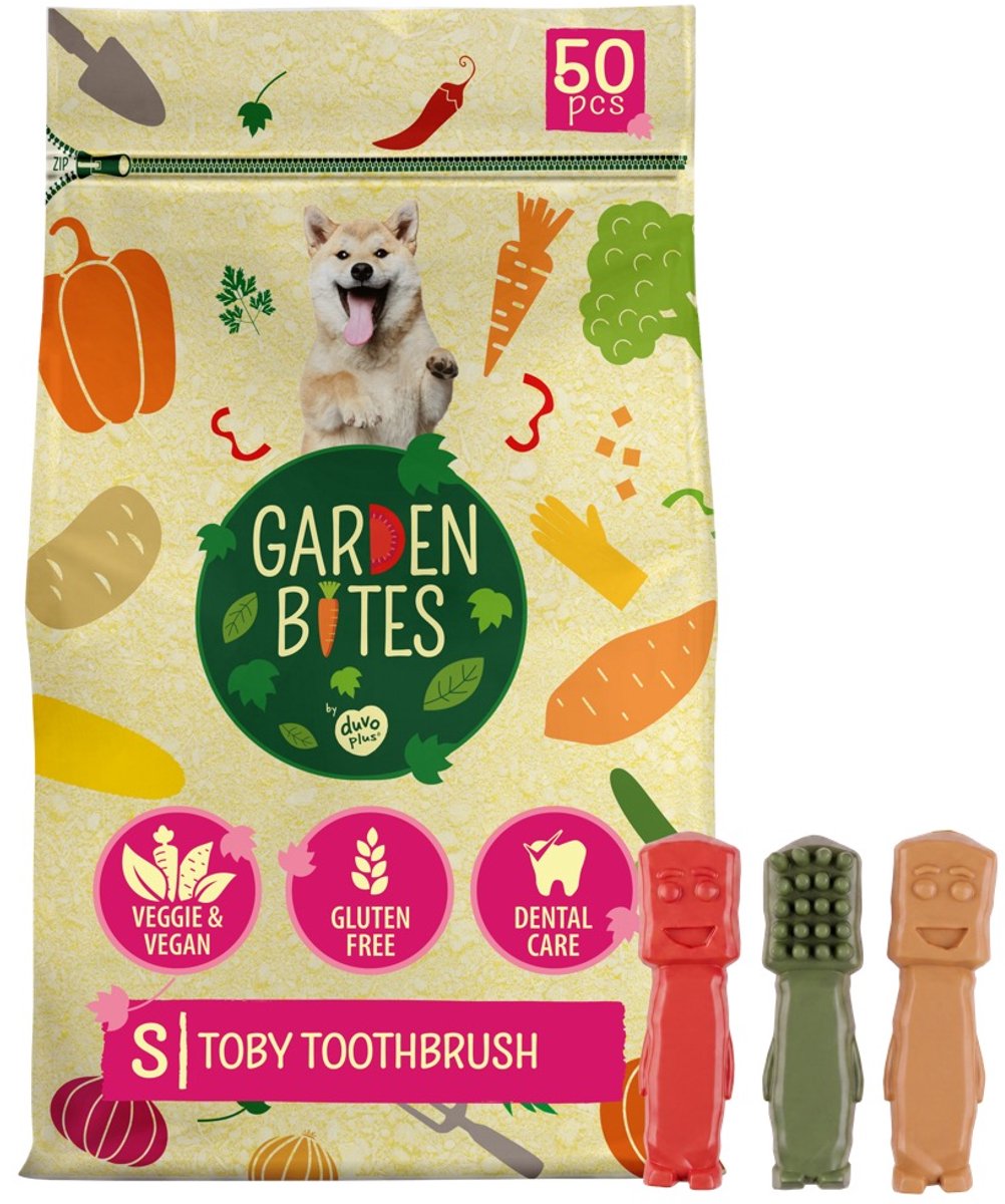 Duvoplus Garden Bites - Toby Toothbrush Hondensnacks - Hondensnoepjes - Vegetarisch & Glutenvrij - Small 50st