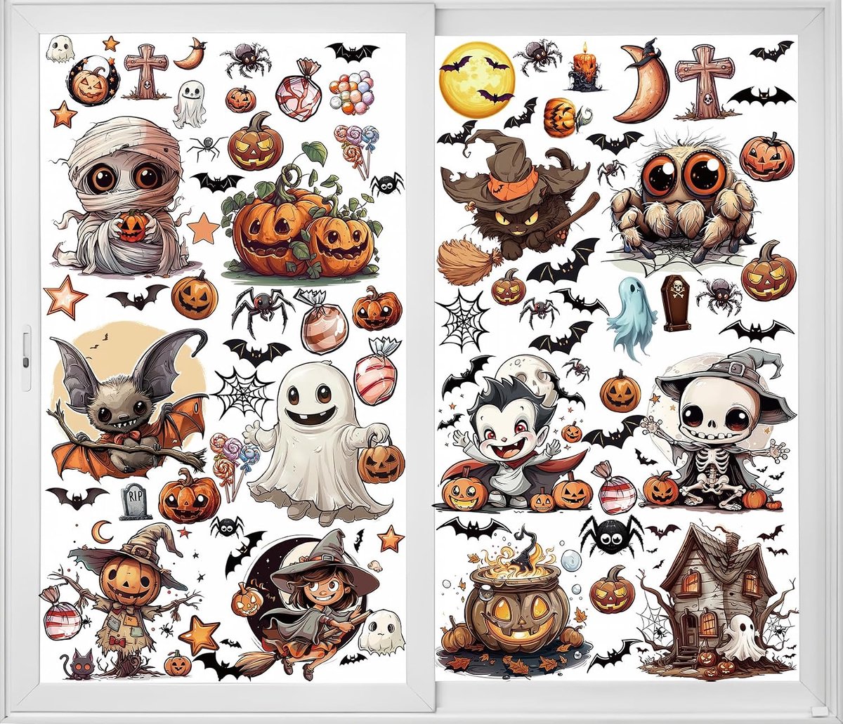 Halloween raamstickers decoraties set van 12 vellen