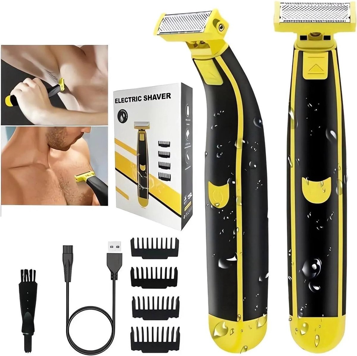 casalora - Scheerapparaat mannen - Nat en Droog Shaver - Baardtrimmer - Bodygroomer - Oplaadbaar Waterdicht - voor borst, oksels, armen, benen en gezicht - Met 1/2/4/6 mm opzetkamjes voor trimmen, stylen en scheren - Reisscheerapparaat
