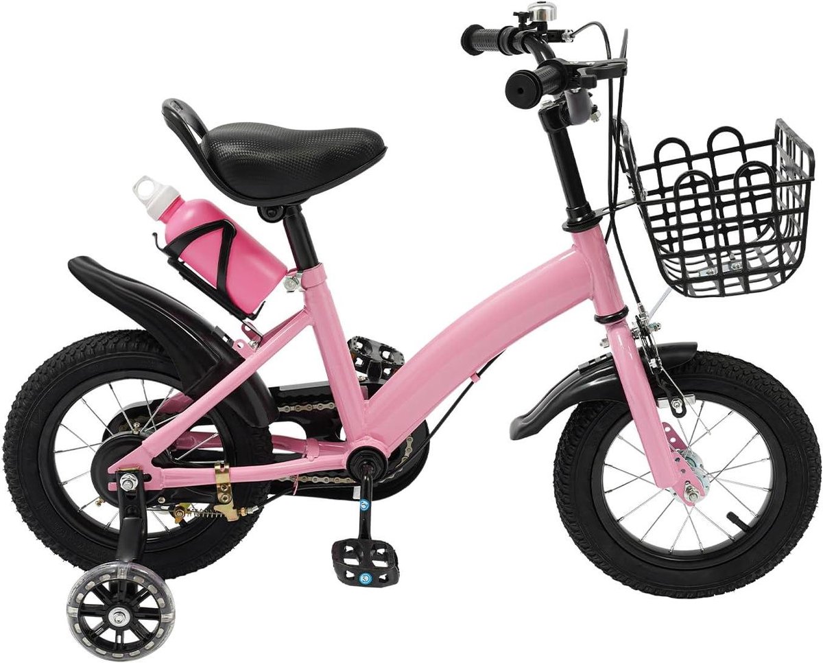 Kinderfiets Meisjes Loopfiets Leren Fietsen Verstelbaar Stuur Zitting 12 Inch Wielen Roze