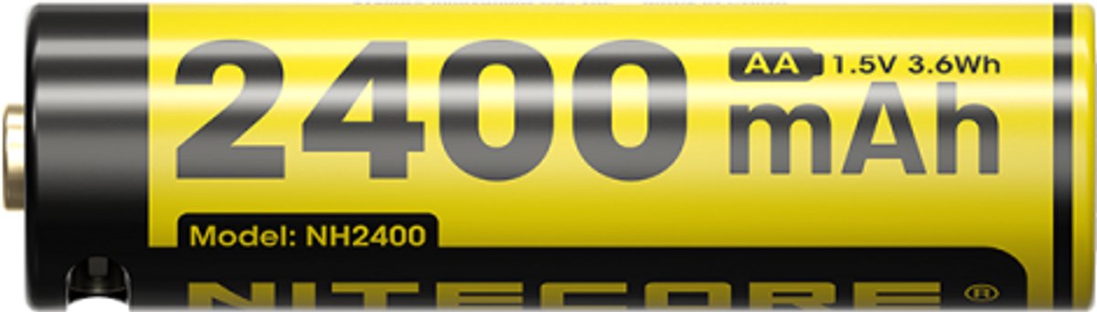 Nitecore NH2400 Oplaadbare AA Li-Ion batterij 2400mAh met USB-C Poort, 1 stuks