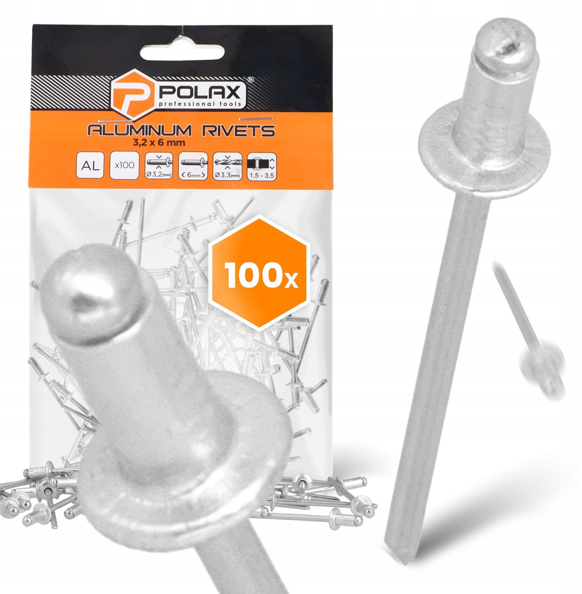 100x Aluminium Blindklinknagels 3,2x6 mm Verzinkt - Sterk & Zilverkleurig