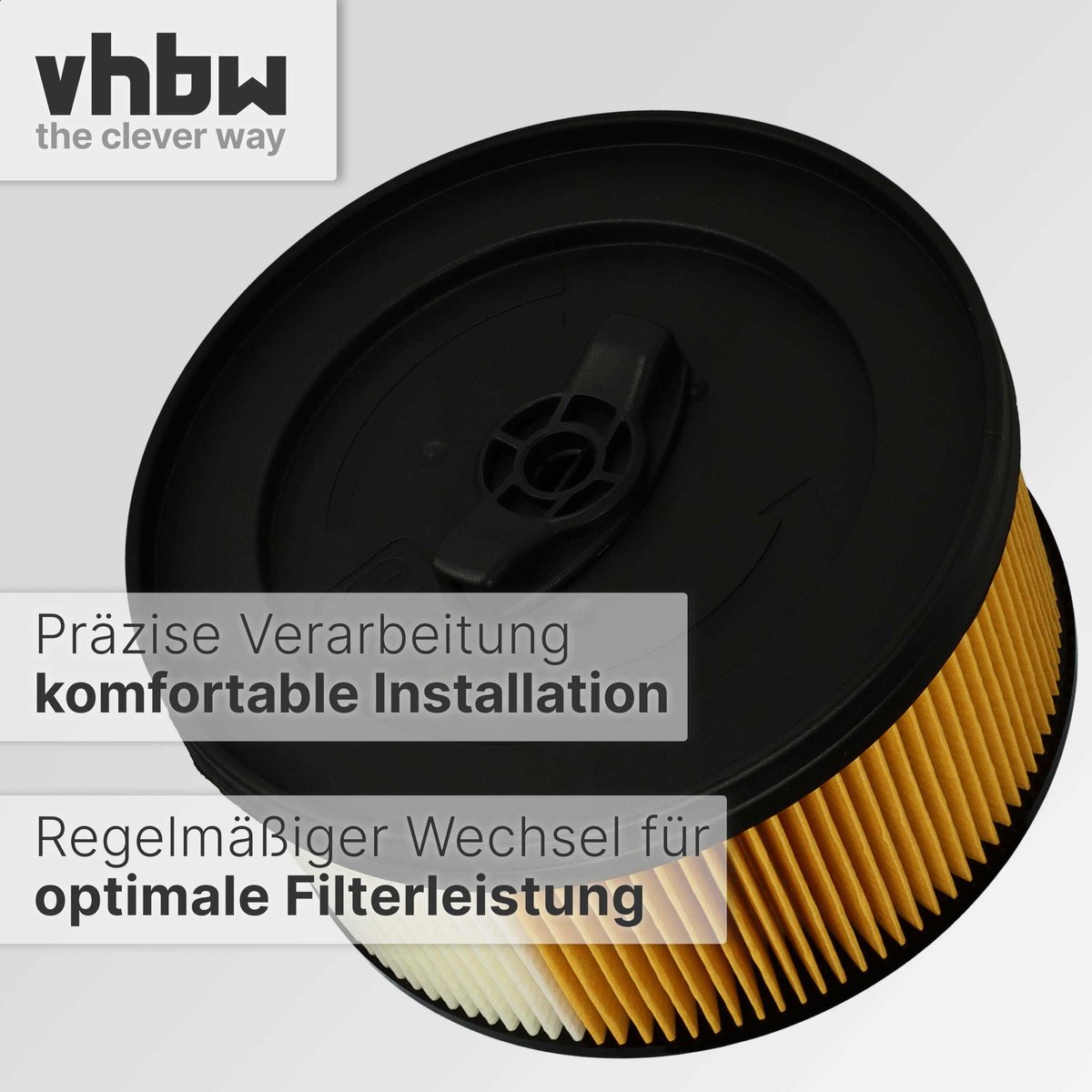 vhbw vouwfilter, compatibel met Kärcher WD 5, WD 5.200M, WD 4.290, WD 4.500, WD 4.200, WD 4.250, WD 4 stofzuigers – patroonfilter geel/zwart