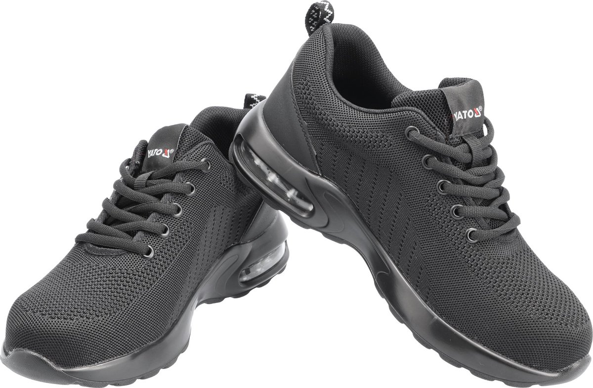 PACS SB P Ademende Veiligheidsschoenen - Stalen Neus & Kevlar Anti-Perforatie Tussenzool - Met Air Cushion Hiel & Comfort Binnenzool - Antislip Werkschoenen (SRA) - Maat 44 / Voetlengte 28.6 cm - Zwart (EN ISO 20345)