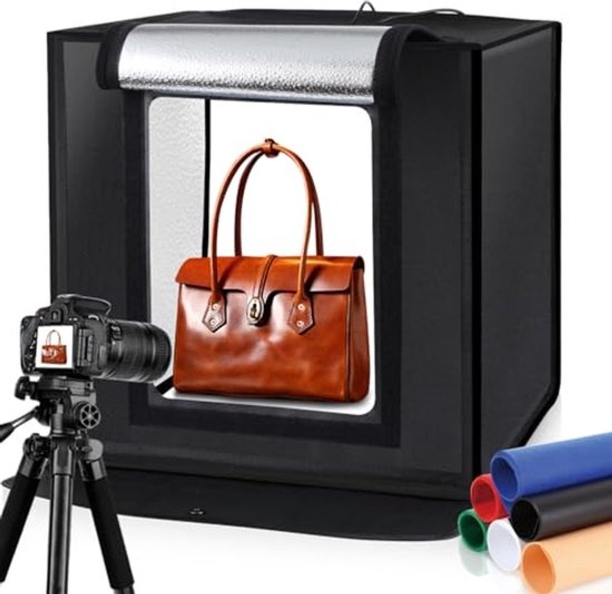 Opvouwbare Fotobox 60x60cm met LED Verlichting en Achtergronden - Draagbare Mini Fotostudio