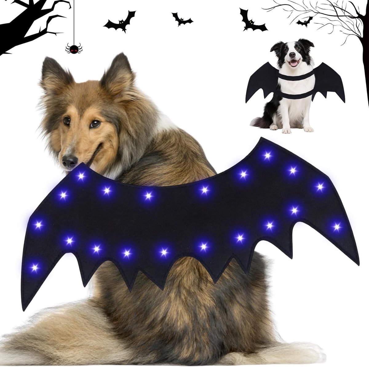 Halloween Bat Wings voor Honden - LED Kostuum voor Huisdieren, Perfect voor Feesten en Cosplay Decoratie