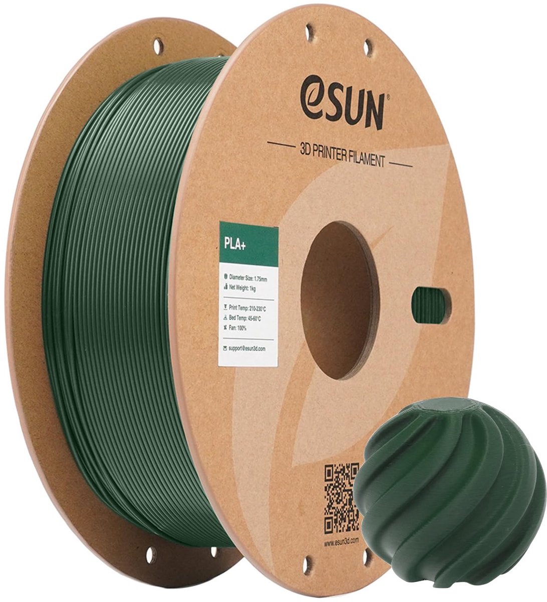 eSUN PLA+ Filament 1.75mm, 3D Printer Filament PLA Plus 1kg Olijfgroen - ShopVlot
