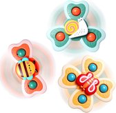 VONKELIOS®3 stuks zuignap draaispeelgoed voor baby's vanaf 6 maanden, insect fidget spinner sensorisch badspeelgoed voor peuters, draaispeelgoed voor kinderstoelen voor kinderen