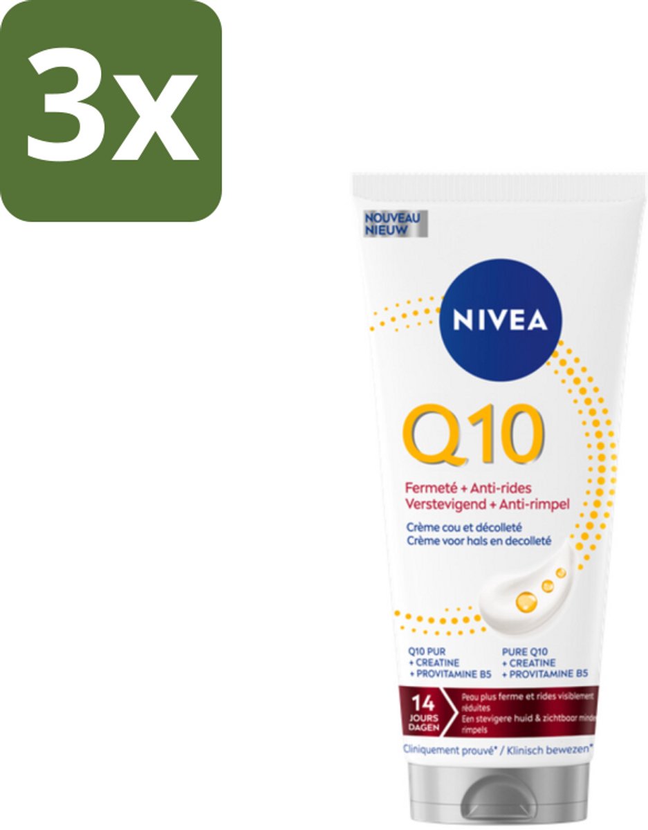 NIVEA – Neck & Decolleté Crème – Q10 Verstevigend + Anti-Rimpel – 200 ml - Bulkverpakking - 3 stuks