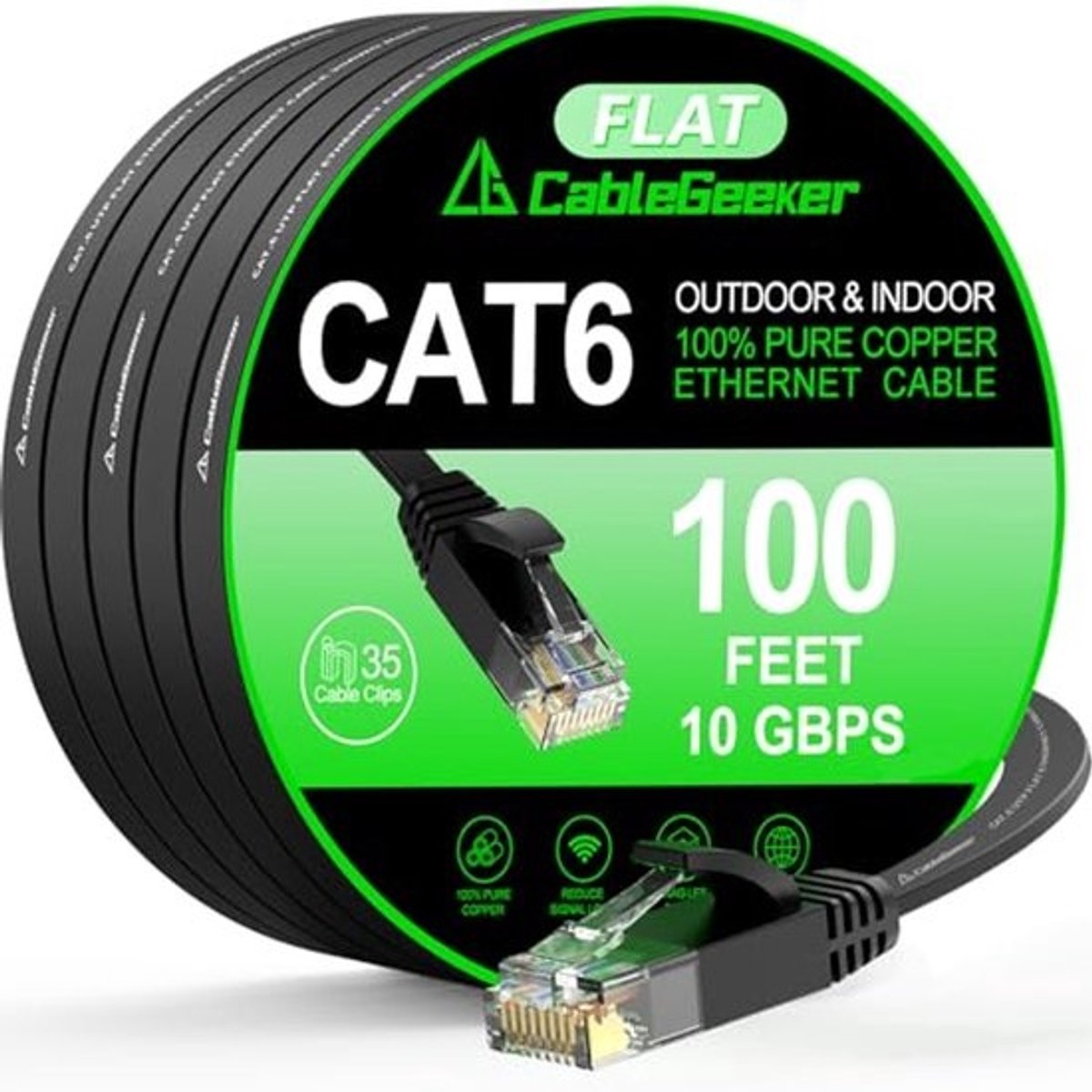 30.5m Cat 6 Ethernet Kabel - Hoogwaardige 10Gbps Flat Internet Kabel voor Binnen en Buiten
