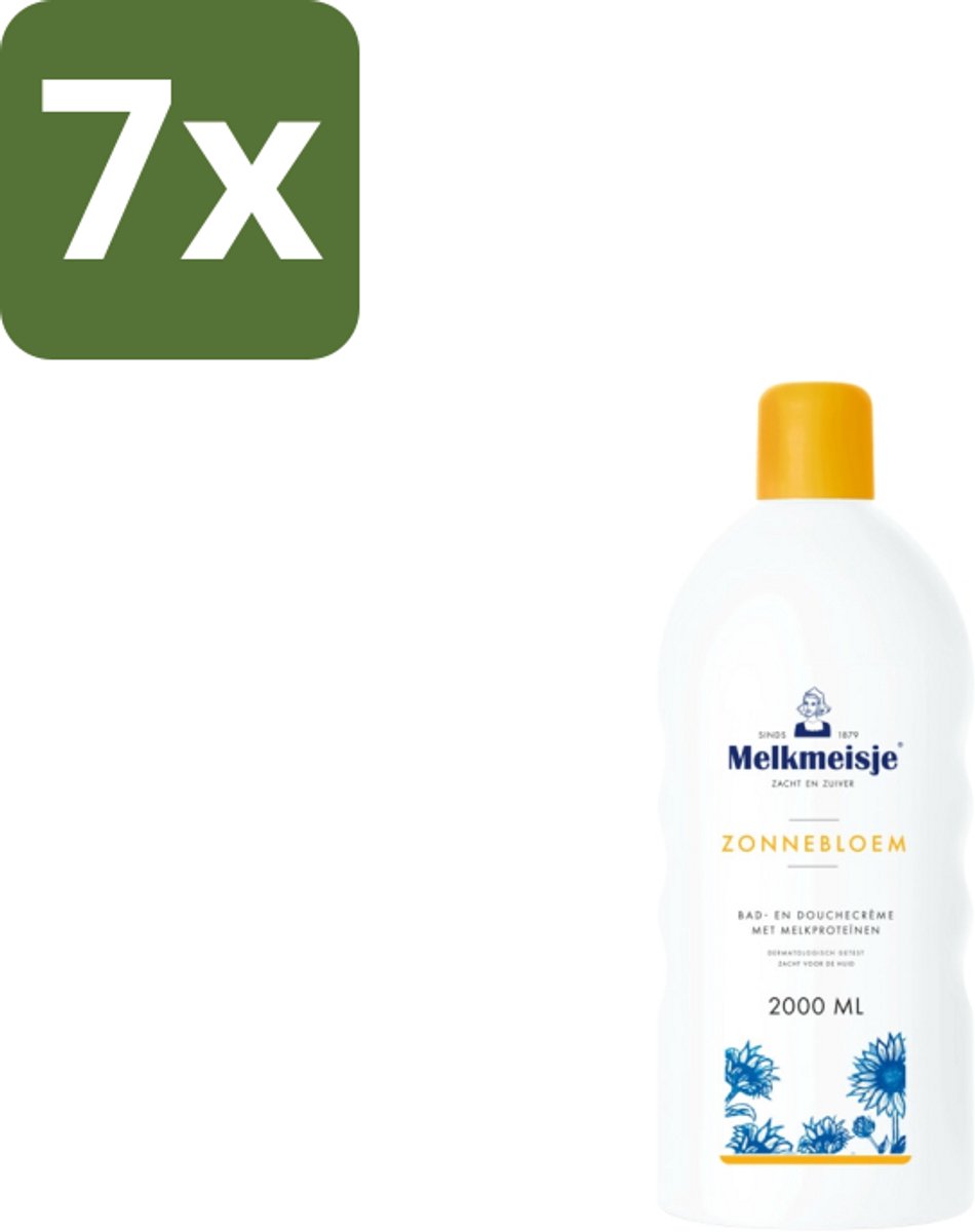 Melkmeisje – Bad & Douchecrème – Zonnebloem – 2000 ml - Bulkverpakking - 7 stuks
