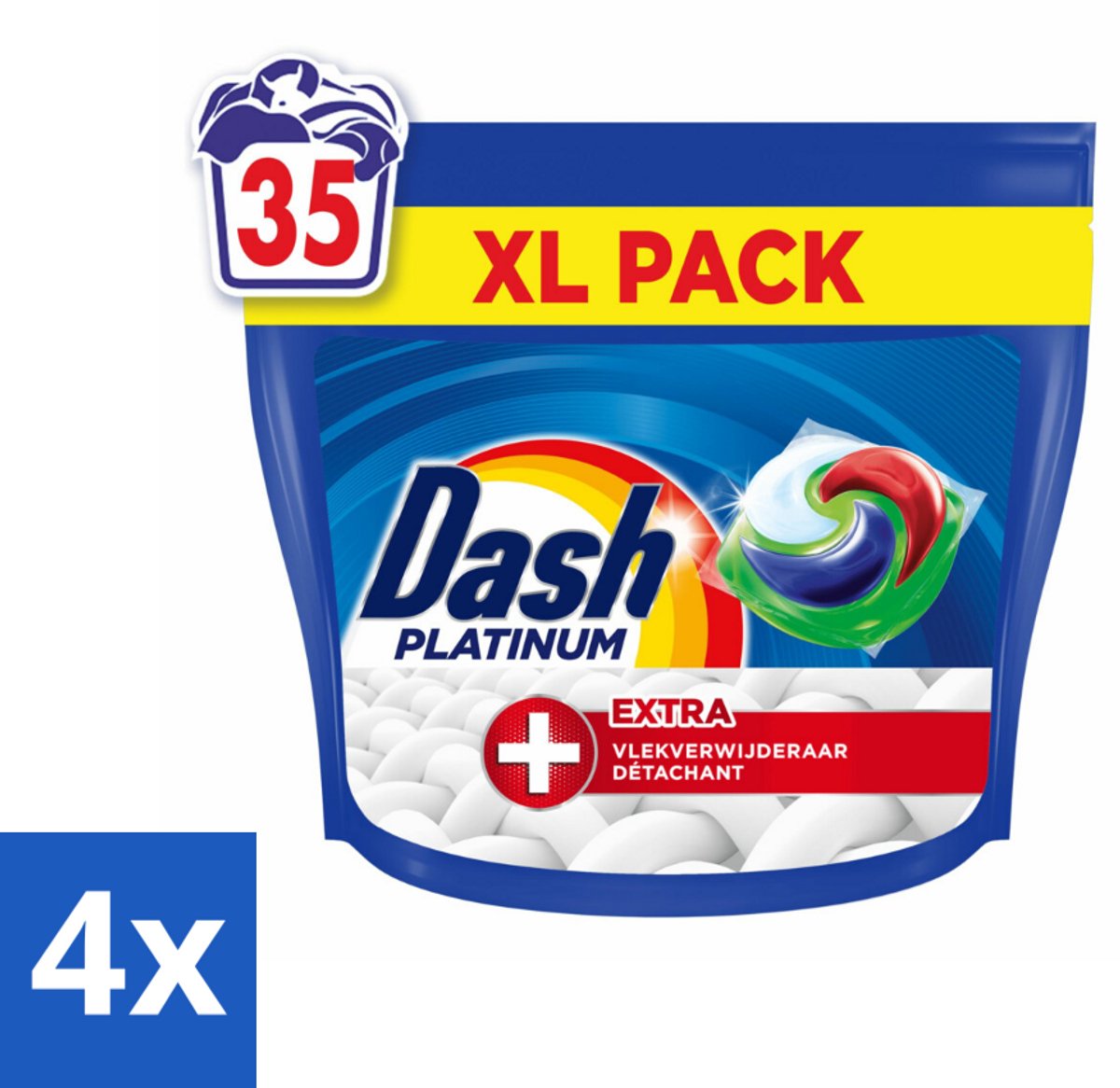 Dash – Wasmiddelcapsules – 4in1 Pods + Extra Vlekkenverwijderaar – 35 capsules - Voordeelverpakking - 4 stuks