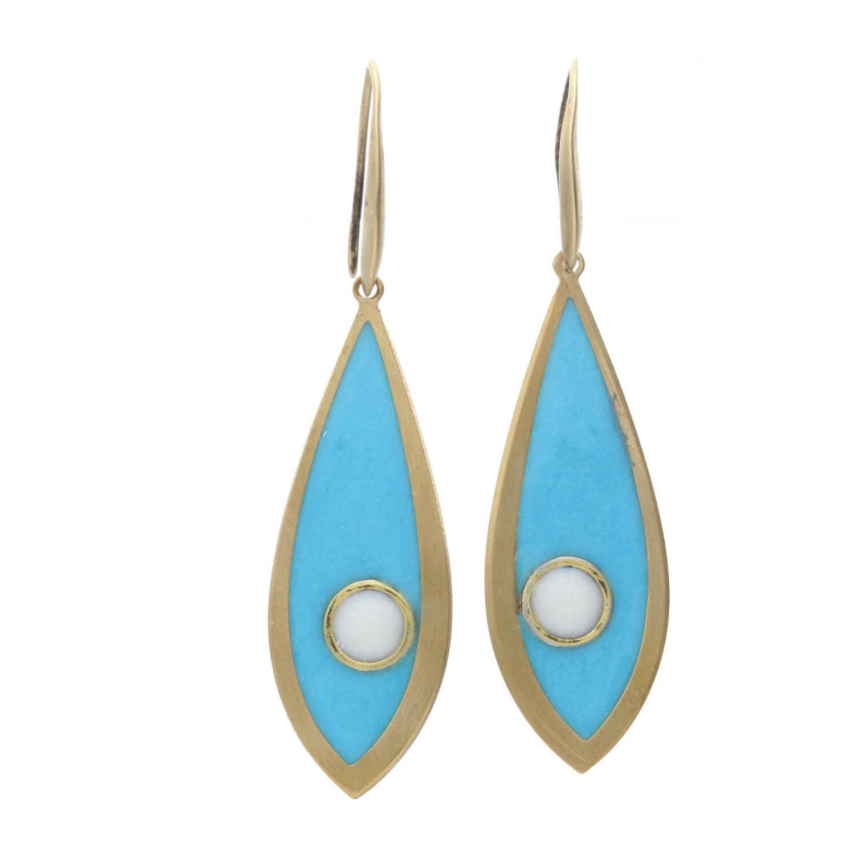Bela Donaco - Oorbellen – Resin Art – Messing – Blauwe druppel