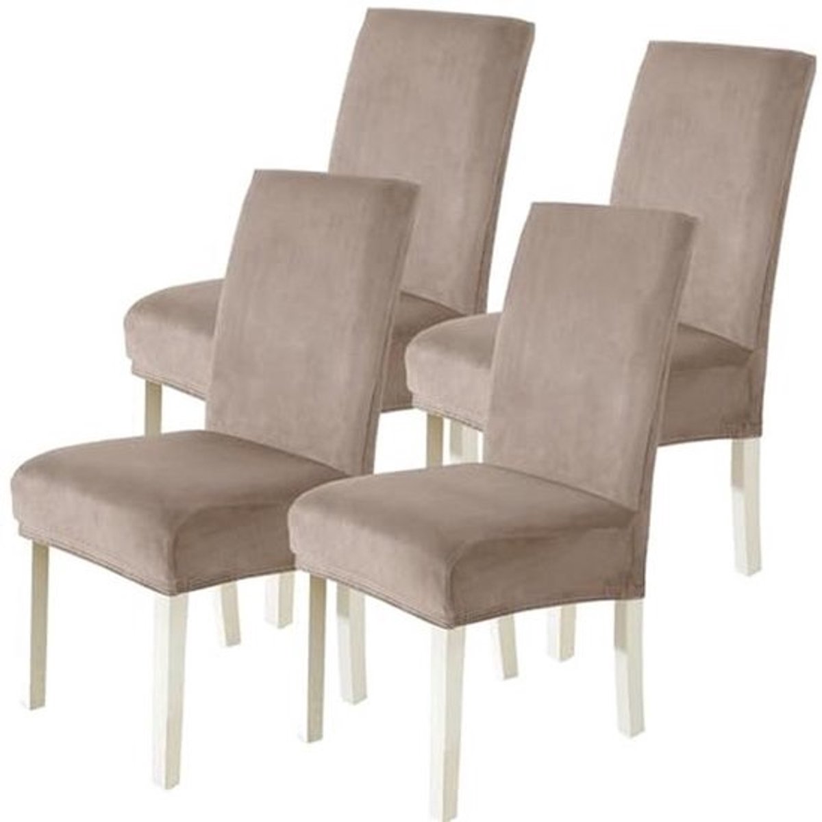 Fluwelen Stoelhoes Eetstoelhoezen 4 Stuks, Stretch Stoelhoezen Universele, Moderne Verwijderbare Wasbare Eetkamerstoelhoezen Voor Thuis Restaurant Hotel, Khaki