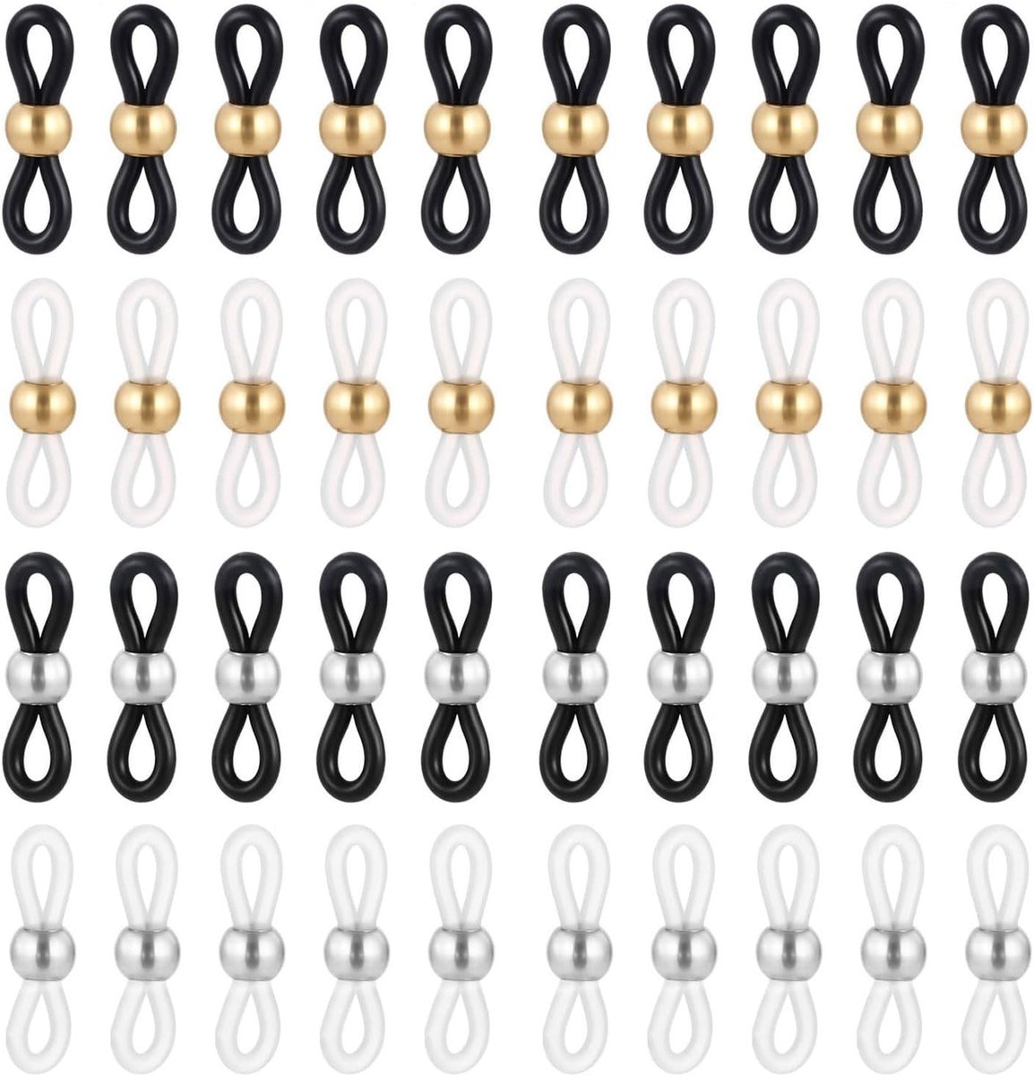 Verstelbare Silicone Brillenketting Einden met Antislip Rubber Lussen - 80 Stuks, Perfect voor Zonnebrillen en Brillenaccessoires, Ideaal voor Dames en Heren