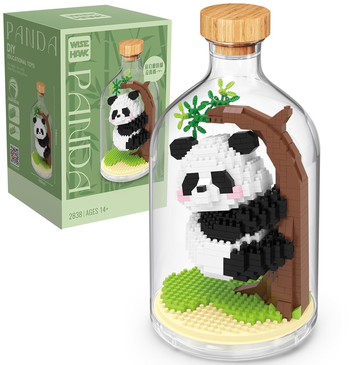 VONKELIOS®Creatieve Panda Bouwset voor Volwassenen, Mini Dieren Vrienden Bouwblokken, Cadeau voor Vrienden & Dierenliefhebbers, Decoratie voor Kantoor en Thuis, Cadeau voor Nieuwjaar, Pasen en Verjaardag (Climbing)