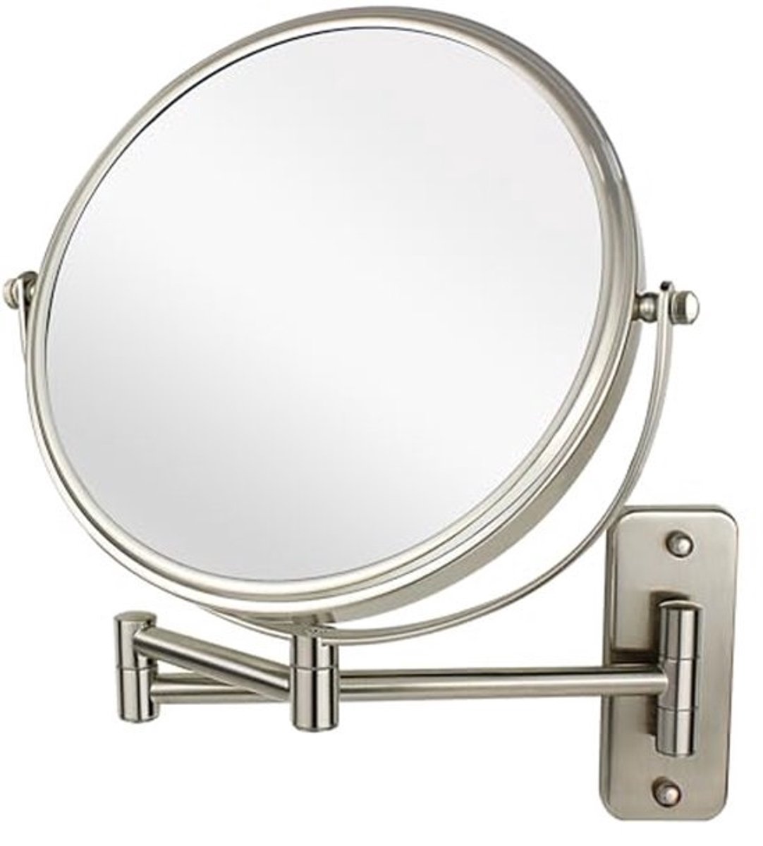 8" Wand Make-up Spiegel met 1X/10X Vergroting en 360° Uittrekbare Arm - Dubbelzijdige Make-up Spiegel voor Mannen en Vrouwen