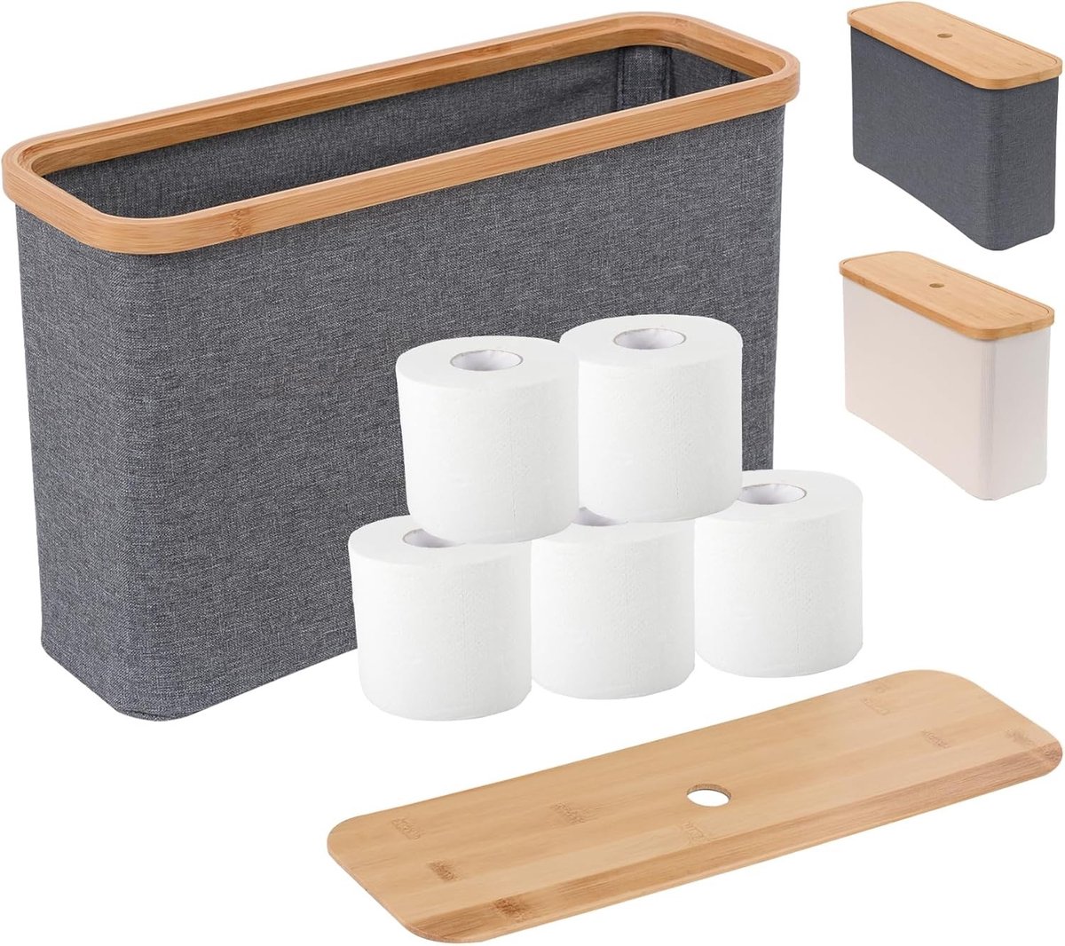 Ruimtebesparende Opbergdoos voor Toiletpapier met Deksel van Oxford Stof - Multi-functioneel en Vouwbaar 19L Lichtgrijs