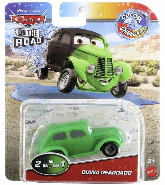 Disney Cars auto Diana Geardado Cars movie On The Road voertuig Color Changers - afmeting 8 cm schaal 1:55 van Mattel — afbeelding 4